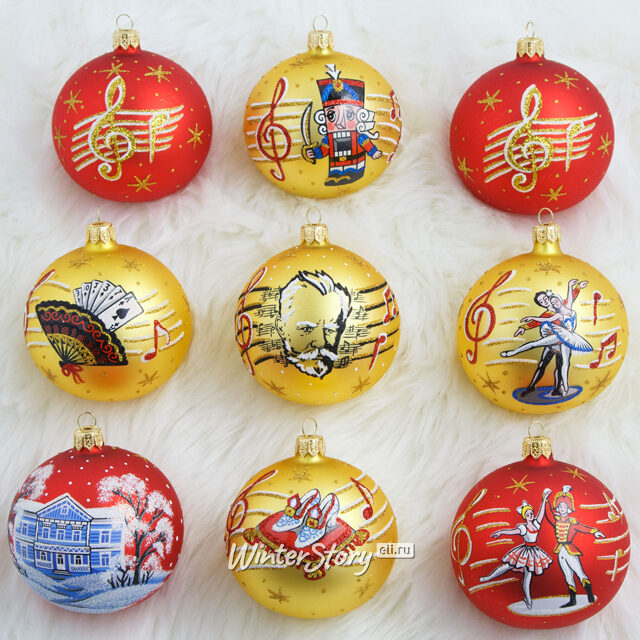 Набор стеклянных елочных шаров Творение 8 см, 8 шт, уцененный Фабрика Елочка