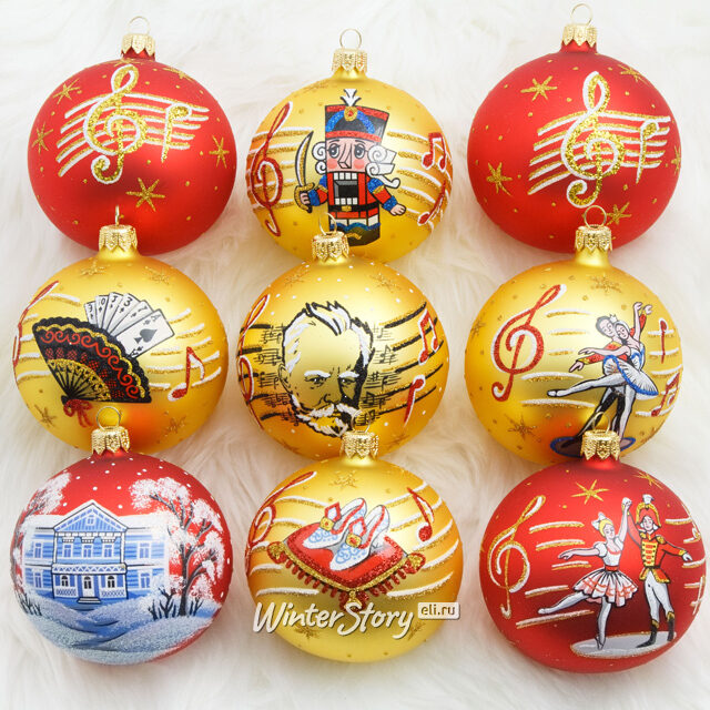 Набор стеклянных елочных шаров Творение 8 см, 8 шт, уцененный Фабрика Елочка