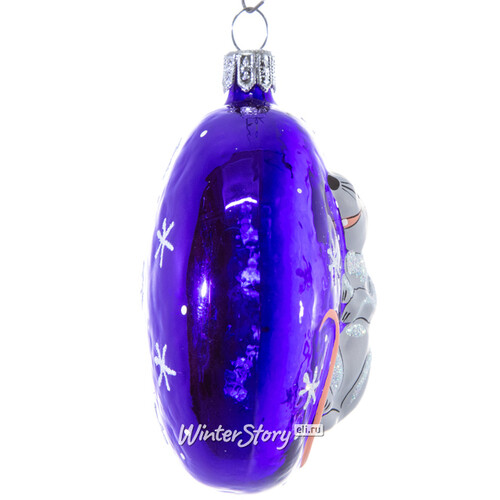 Елочное украшение-медальон Звездный Мышонок 10 см фиолетовый, стекло, подвеска Фабрика Елочка