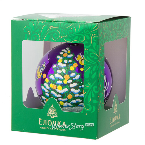 Стеклянный елочный шар Лесная Ель 8 см фиолетовый Фабрика Елочка