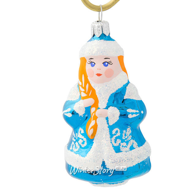 Стеклянная елочная игрушка Снегурка 8 см, подвеска Фабрика Елочка