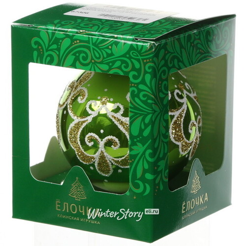 Стеклянный елочный шар Контраст 8 см зеленый Фабрика Елочка