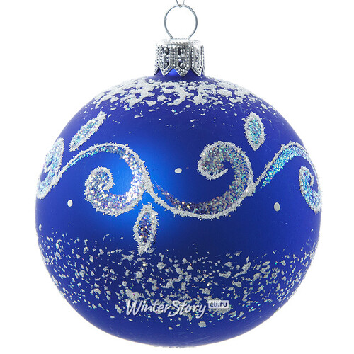 Стеклянный елочный шар Аллегро 7 см синий Фабрика Елочка