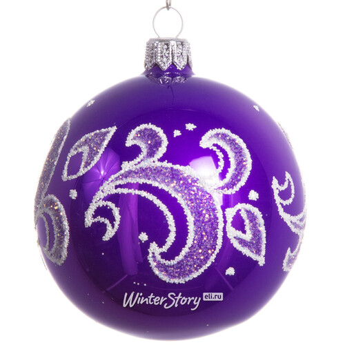 Стеклянный елочный шар Морозец 7 см фиолетовый Фабрика Елочка