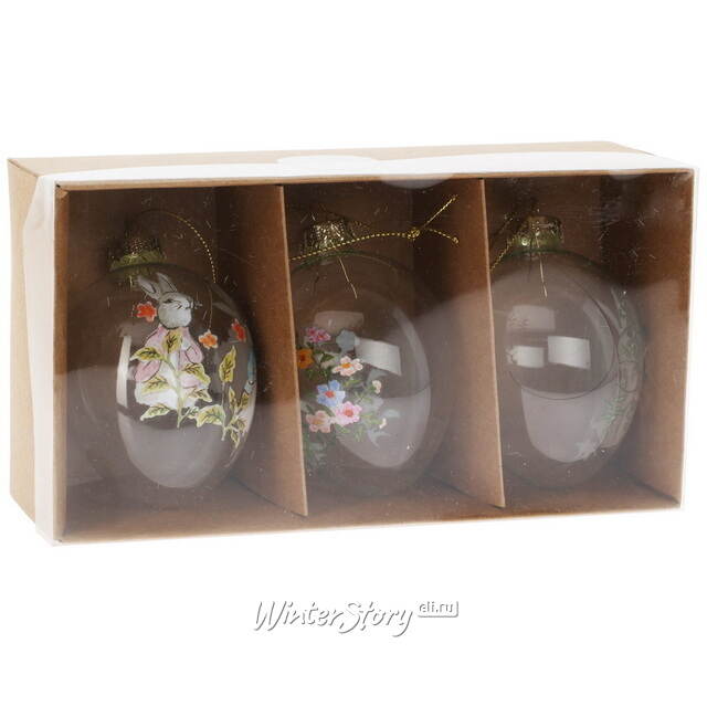 Декоративные украшения Пасхальные Яйца - Good Rabbit 6 см, 3 шт, стекло Koopman