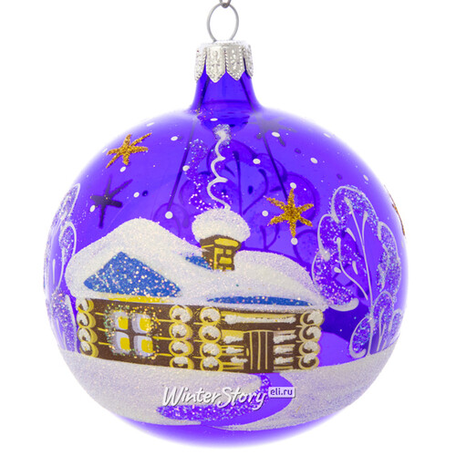 Стеклянный елочный шар Сторожка 8 см фиолетовый Фабрика Елочка