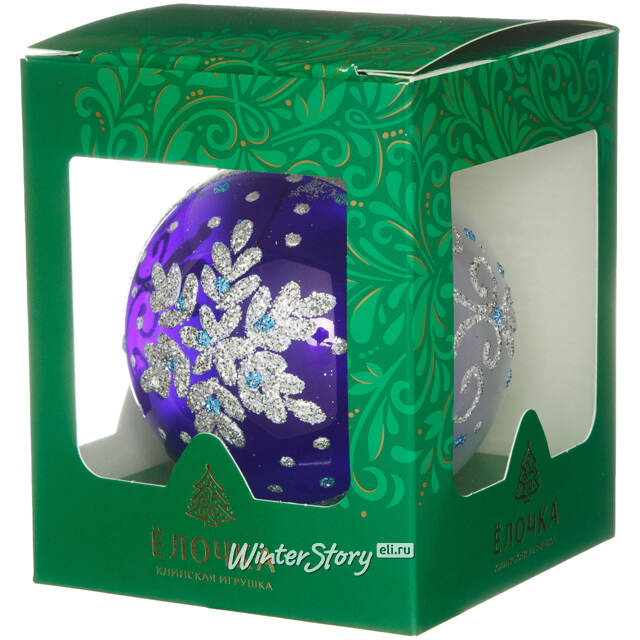 Стеклянный елочный шар Искристый 8 см Фабрика Елочка