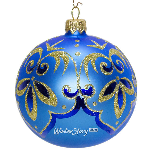 Стеклянный елочный шар Классический 8 см синий Фабрика Елочка