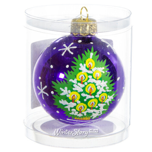 Стеклянный елочный шар Еловый 6 см фиолетовый Фабрика Елочка