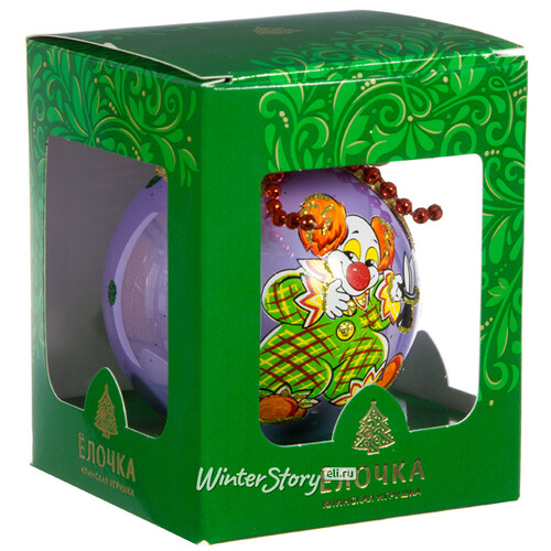 Стеклянный елочный шар Клоун 7 см сиреневый Фабрика Елочка