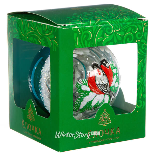 Стеклянный елочный шар Зимняя Ветка 9 см бирюзовый Фабрика Елочка