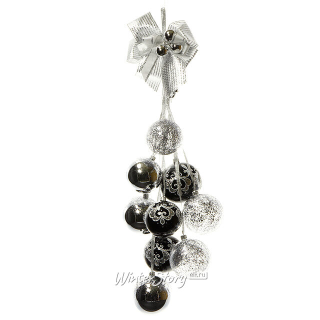 Гирлянда из новогодних шаров Блеск 55 см черная, стекло Фабрика Елочка