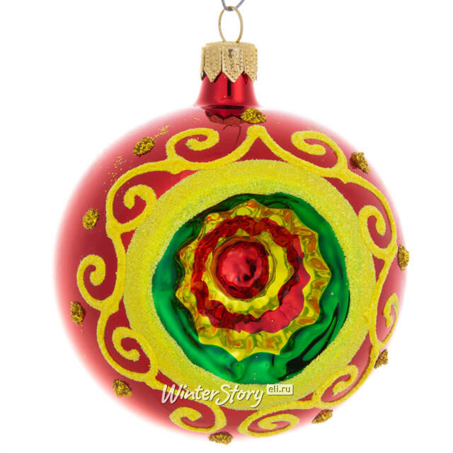 Стеклянный елочный шар Лучезарный 8 см красный Фабрика Елочка