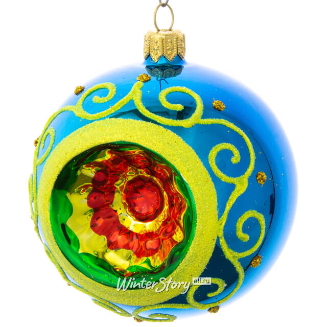 Стеклянный елочный шар Лучезарный 8 см синий Фабрика Елочка