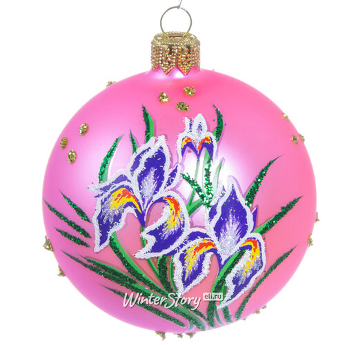 Стеклянный елочный шар Ирисы 7 см розовый Фабрика Елочка