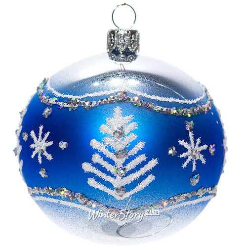 Стеклянный елочный шар Холодок 7 см синий Фабрика Елочка