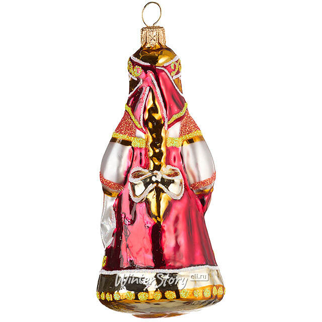 Стеклянная елочная игрушка Фольклор 9.5 см красная, подвеска Фабрика Елочка