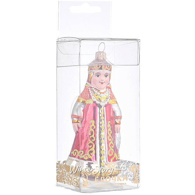 Стеклянная елочная игрушка Фольклор 9.5 см красная, подвеска Фабрика Елочка