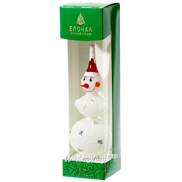 Верхушка Снеговик 28 см, стекло Фабрика Елочка