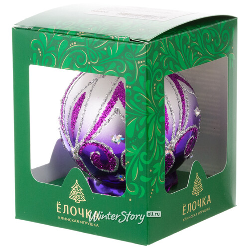 Стеклянная елочная игрушка Колокольчик Фантазия 9 см фиолетовый Фабрика Елочка