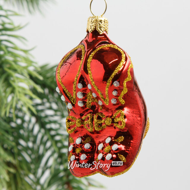 Набор стеклянных елочных игрушек Черевички 7-11 см, 6 шт, подвеска Фабрика Елочка