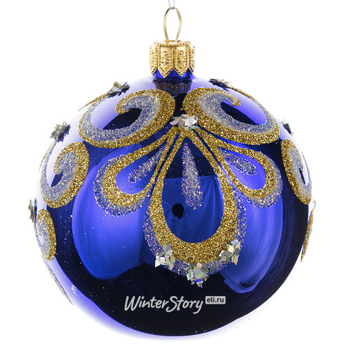Стеклянный елочный шар Вита 7 см синий Фабрика Елочка