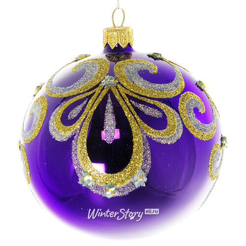 Стеклянный елочный шар Вита 9 см фиолетовый Фабрика Елочка