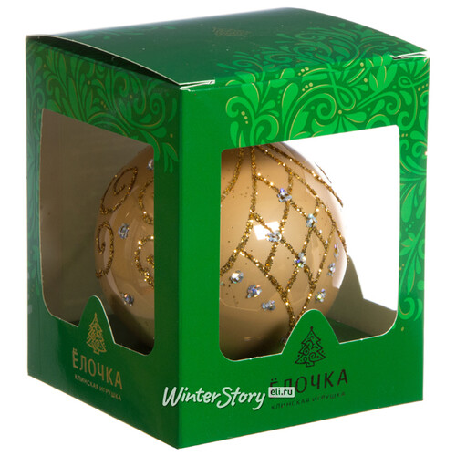 Стеклянный елочный шар Версаль 8 см латте Фабрика Елочка