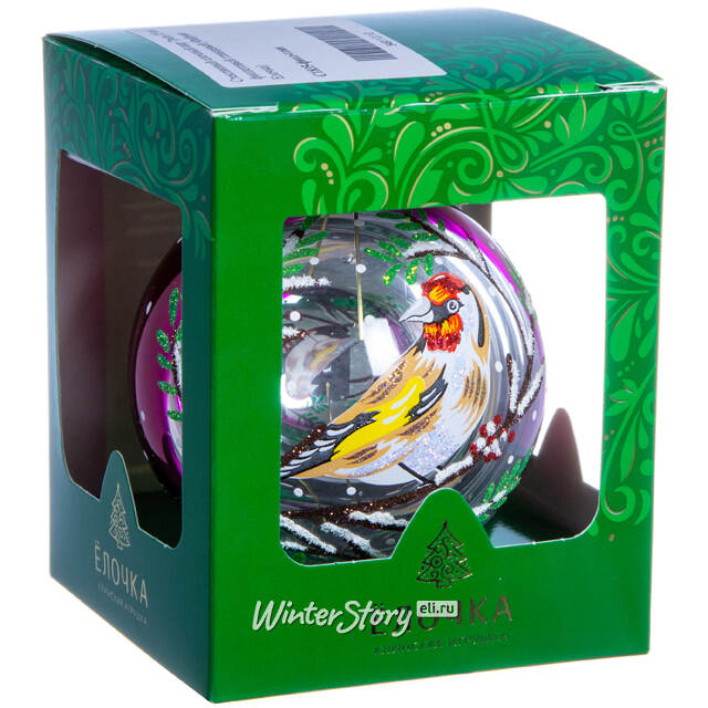 Стеклянный елочный шар Трель 8 см фиолетовый глянцевый Фабрика Елочка