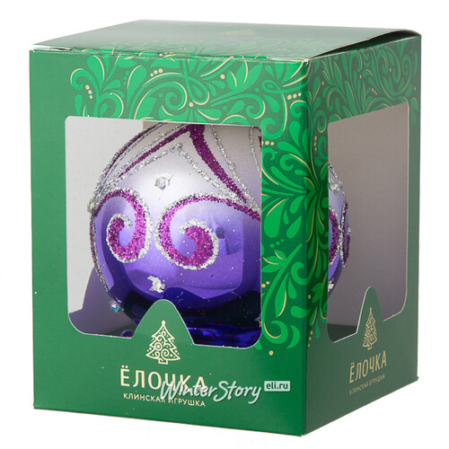 Стеклянный елочный шар Фантазия 8 см фиолетовый Фабрика Елочка
