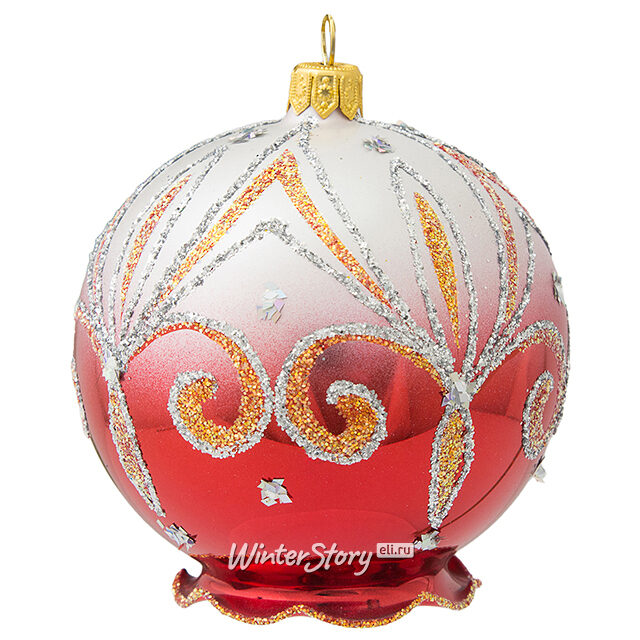 Стеклянный елочный шар Фантазия 8 см красный Фабрика Елочка