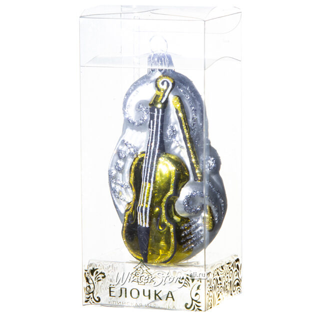 Стеклянная елочная игрушка Скрипка 10 см, подвеска Фабрика Елочка