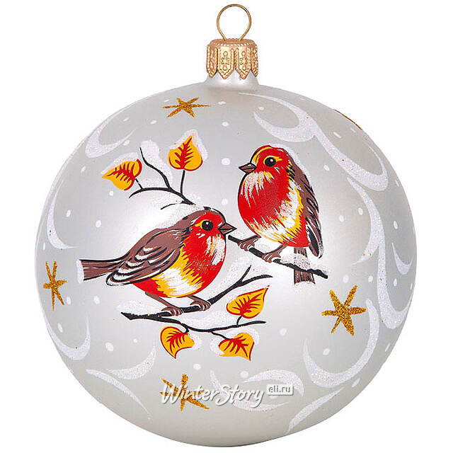 Стеклянный елочный шар Птички 9 см Фабрика Елочка