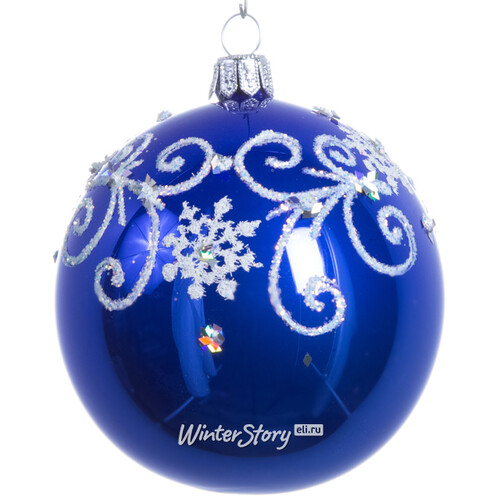 Стеклянный елочный шар Причуда 7 см синий Фабрика Елочка