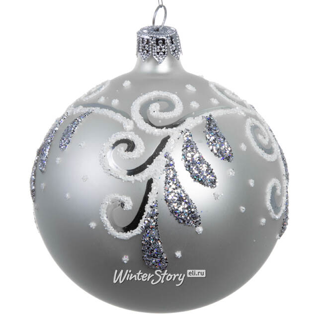 Стеклянный елочный шар Стужа 8 см белый Фабрика Елочка