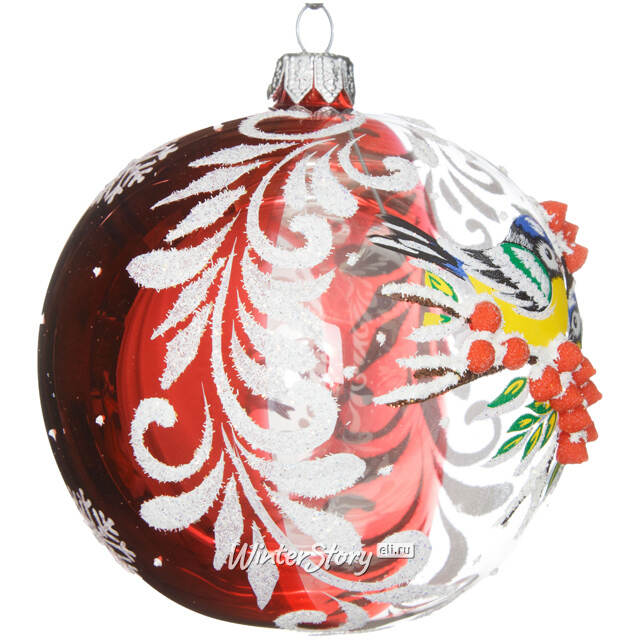 Стеклянный елочный шар Дуэт 9 см красный Фабрика Елочка