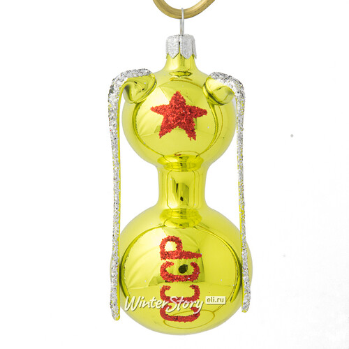 Стеклянная елочная игрушка Спутник 10 см, золотая, подвеска Фабрика Елочка