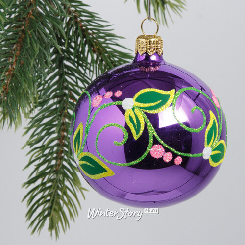 Стеклянный елочный шар Лето 7 см фиолетовый Фабрика Елочка