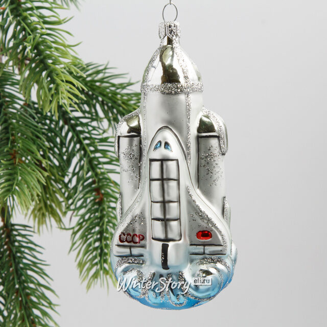 Набор стеклянных елочных игрушек Космический 7-12 см, 3 шт, синий, подвеска Фабрика Елочка