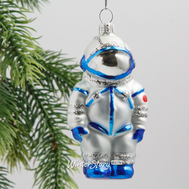 Набор стеклянных елочных игрушек Космический 7-12 см, 3 шт, синий, подвеска Фабрика Елочка