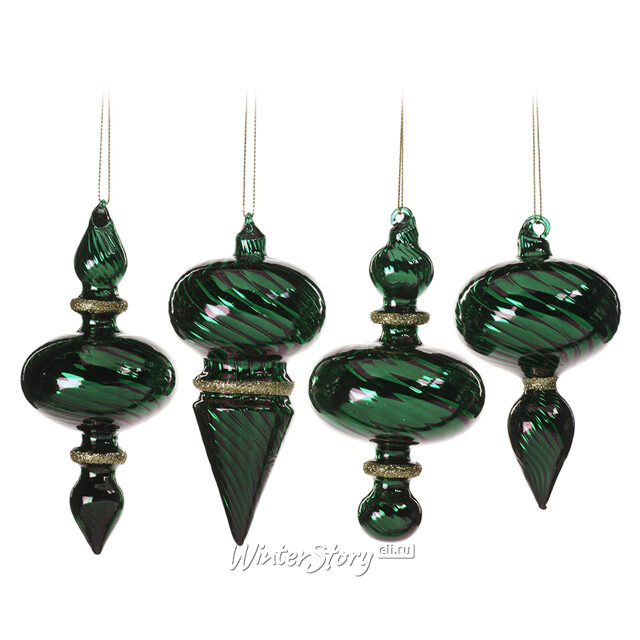 Набор стеклянных елочных игрушек Сосульки Carnevale di Dublino 13 см, 4 шт, подвеска Goodwill