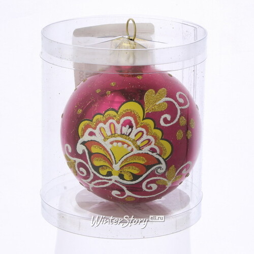 Стеклянный елочный шар Садик 6 см розовый Фабрика Елочка