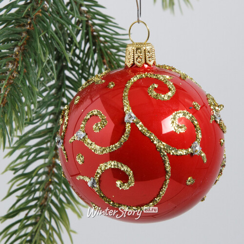Стеклянный елочный шар Традиция 6 см красный Фабрика Елочка