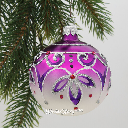 Стеклянный елочный шар Откровение 7 см фиолетовый Фабрика Елочка