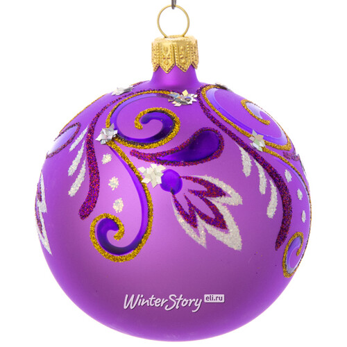 Стеклянный елочный шар Отрада 7 см фиолетовый Фабрика Елочка