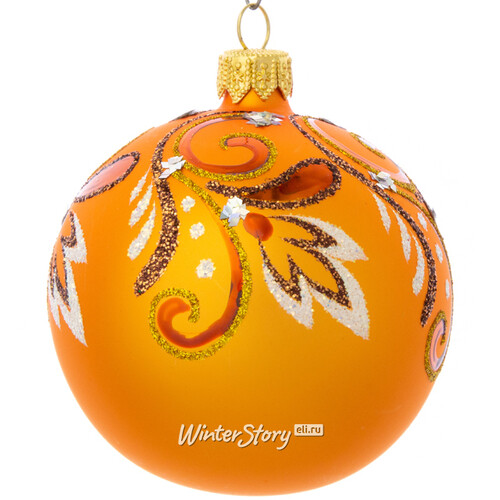 Стеклянный елочный шар Отрада 7 см оранжевый Фабрика Елочка