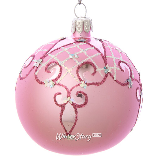 Стеклянный елочный шар Тайна 7 см розовый Фабрика Елочка