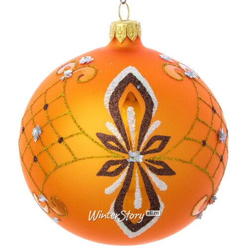 Стеклянный елочный шар Янтарь 9 см оранжевый Фабрика Елочка