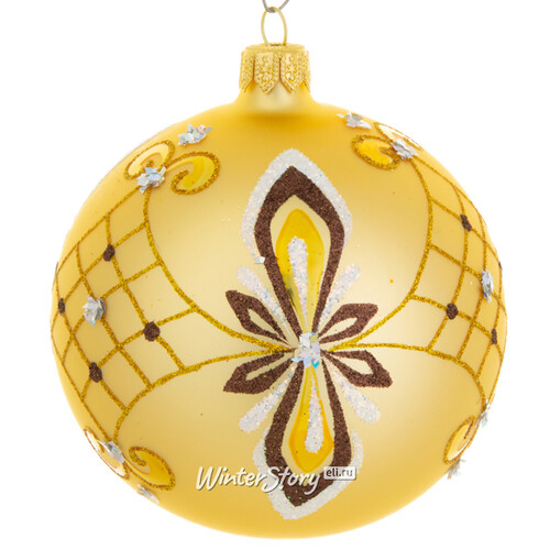 Стеклянный елочный шар Янтарь 9 см золотой Фабрика Елочка