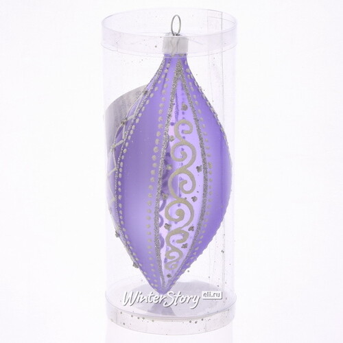 Стеклянная елочная игрушка Кружевница 13 см фиолетовая, подвеска Фабрика Елочка